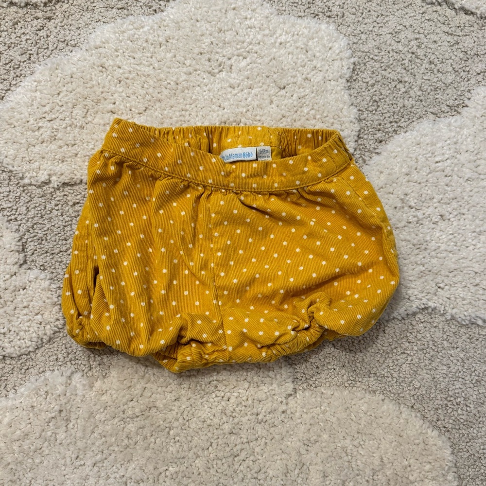 JoJo Maman Bébé Mustard Polka Dot Bloomers - Size 6-12M